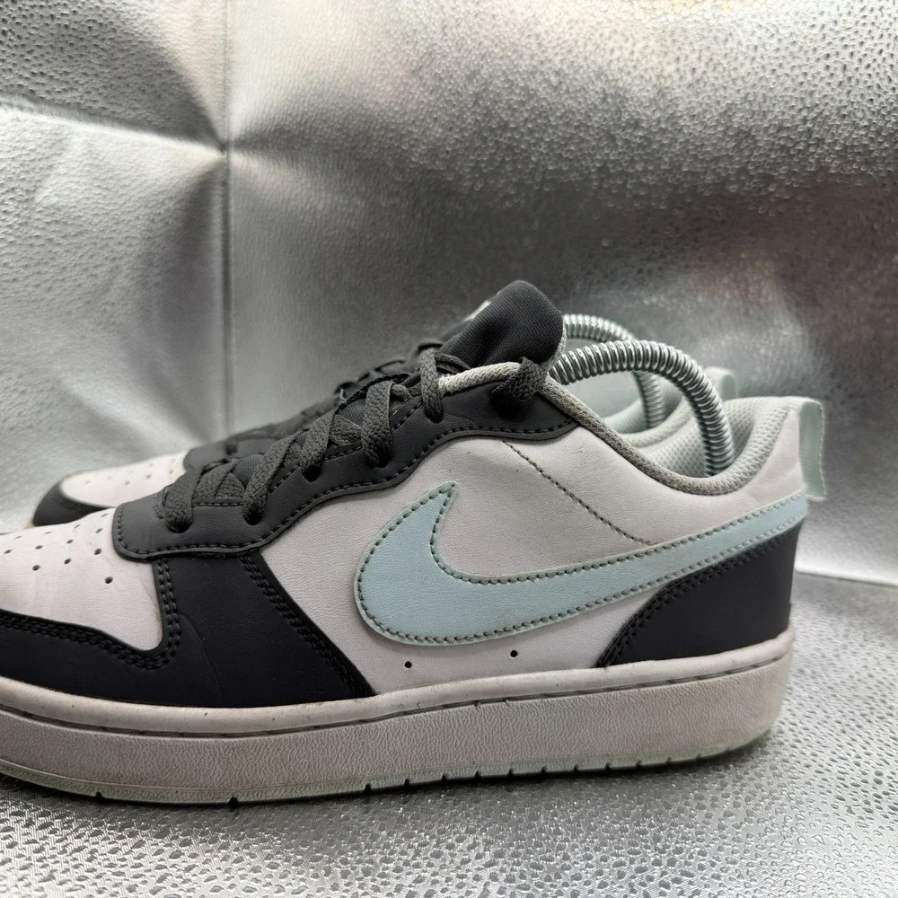 Size 6Y Nike Court Borough Low Anthracite White Blue Kids Sneakers HQ3258-060‎